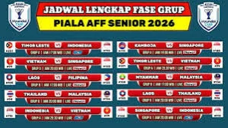 Jadwal Pertandingan Piala Aff Senior Match Day 1 Tahun 2026