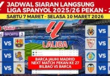 Jadwal Pertandingan liga Spanyol Pekan Ke-27 Tahun 2025/2026