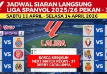 Jadwal Lengkap Pertandingan Liga Spanyol Pekan ke 31 Tahun 2025/2026