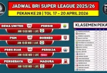Jadwal Pertandingan BRI Liga 1  Pekan ke-28 Tahun 2026