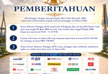 Kantor Air Batam Hilir Tutup Saat Libur Pancasila