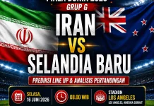 Prediksi Line Up Iran vs Selandia Baru di Grup G Piala Dunia 2026