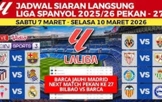 Jadwal Pertandingan liga Spanyol Pekan Ke-27 Tahun 2025/2026