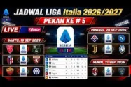 Jadwal Pertandingan Liga Italia Matchday ke-5 Tahun 2026/2027