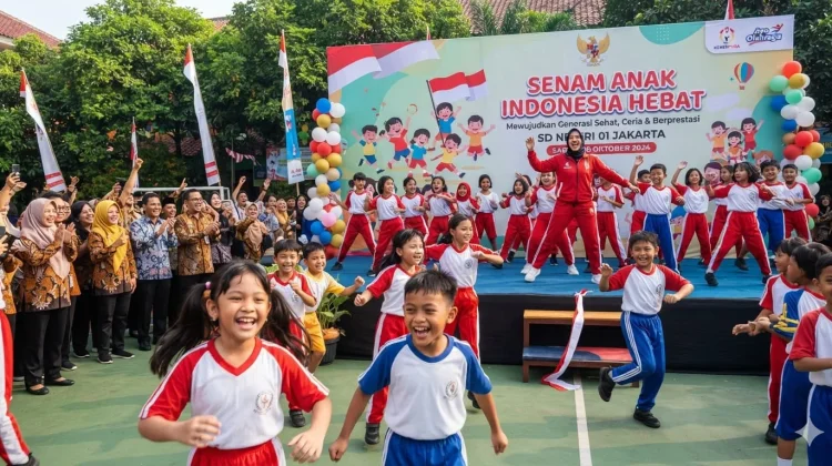 Senam Anak Indonesia Hebat Bangun Energi Positif sebelum Belajar