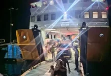 Personel Pos Pam Amankan Penyeberangan Ferry Butur