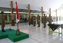 Dandim 1413/Buton Pimpin Sambut Warga Baru dan Lepas Purnawirawan