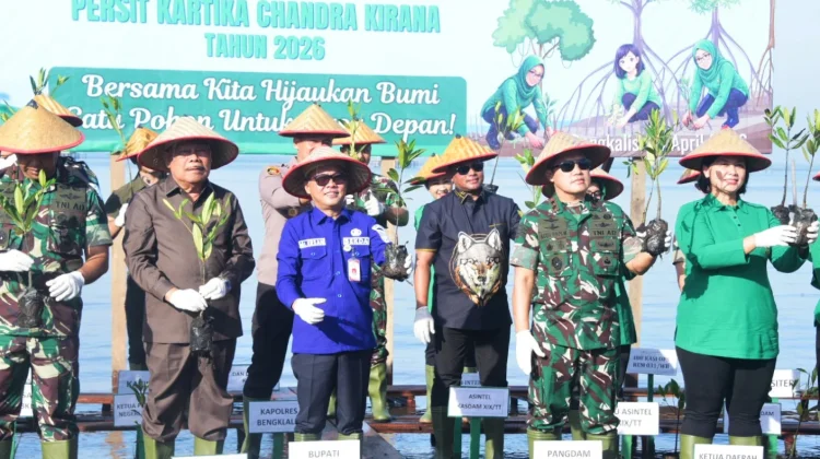 Bupati Bengkalis dan Pangdam Tanam Mangrove di Desa Perapat Tunggal