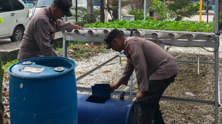 Dukung Ketahanan Pangan, Polsek Kawasan Pelabuhan Rawat Ratusan Bibit Pakcoy