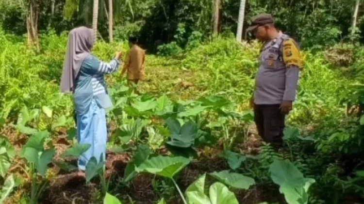 Bhabinkamtibmas Kembung Baru Tinjau Lahan Pangan Milik BUMDes