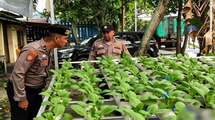 Polsek Kawasan Pelabuhan Dumai Pelihara Pakcoy hingga Panen Perdana