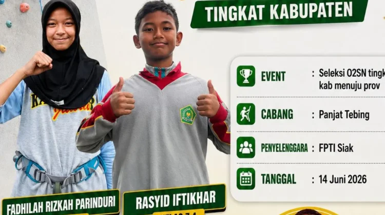 Siswa MTsN 1 Siak Raih Juara I Panjat Tebing O2SN Kabupaten Siak