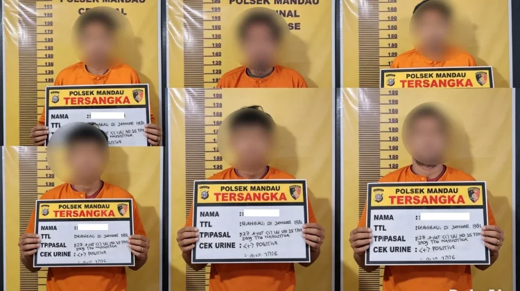 Polsek Mandau Amankan Lima Penyalahguna Sabu di Bathin Solapan