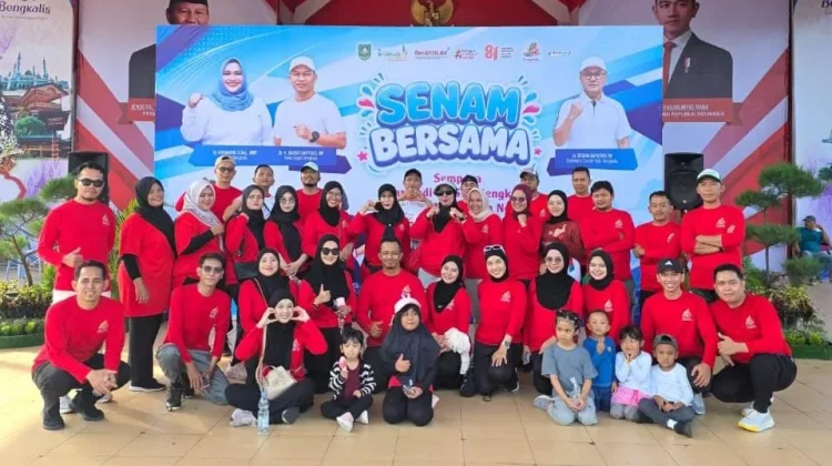 Senam Sehat Hari Jadi Bengkalis, BRK Syariah Hadirkan Hadiah Bedelau