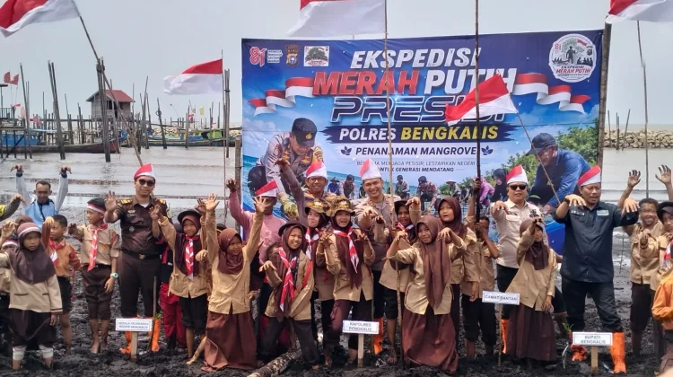 Ekspedisi Merah Putih Presisi, Polres Bengkalis Tanam 600 Mangrove