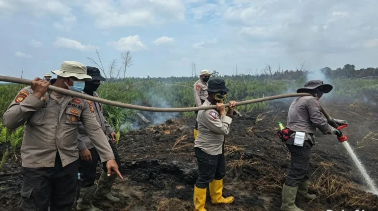 Polres Bengkalis Dinginkan Karhutla 12 Hektare di Talang Muandau