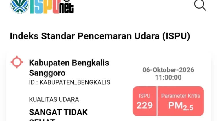 Kualitas Udara Bengkalis Masih dikategori Sangat Tidak Sehat