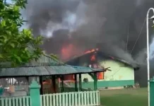 Kantor Koramil Mempura Siak Terbakar