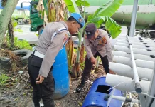 Polsek Kawasan Pelabuhan Dumai Persiapkan Sanitasi Air Tahap III Hidroponik