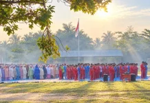 MTsN 4 Bengkalis Gelar Salat Istisqa di tengah Kabut Asap