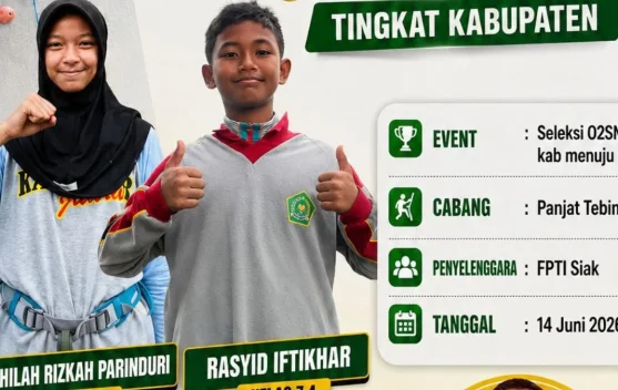 Siswa MTsN 1 Siak Raih Juara I Panjat Tebing O2SN Kabupaten Siak