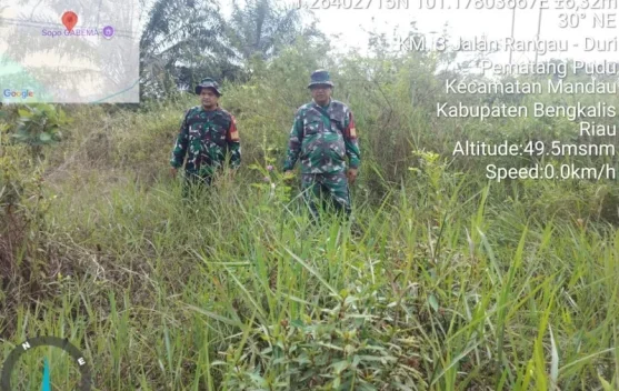 Babinsa Mandau Gencarkan Patroli Cegah Titik Api Karhutla