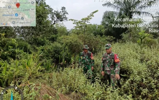 Babinsa 03/Mandau Perkuat Patroli Cegah Karhutla sejak Dini