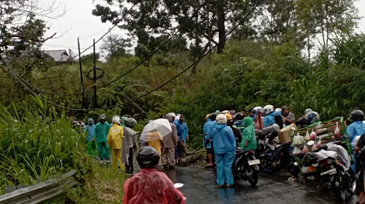 Evakuasi Tiang Listrik Tumbang, Warga dan Polisi Buka Akses Jalan Muara Aman–Curup