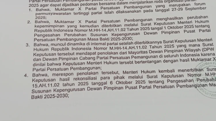 DPC PPP Kota Bengkulu Mempertanyakan Surat Pemberhentian dari DPP
