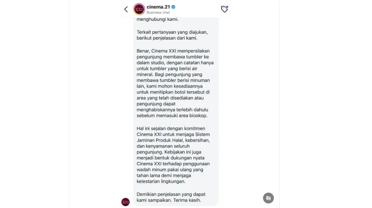 Aturan Terbaru Membawa Tumbler ke Bioskop