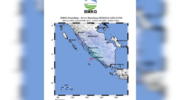 Gempa Bumi Tektonik M5.3 di Bengkulu Selatan Tidak Berpotensi Tsunami