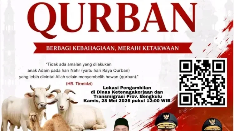 Disnakertrans Provinsi Bengkulu Potong Tiga Sapi Kurban