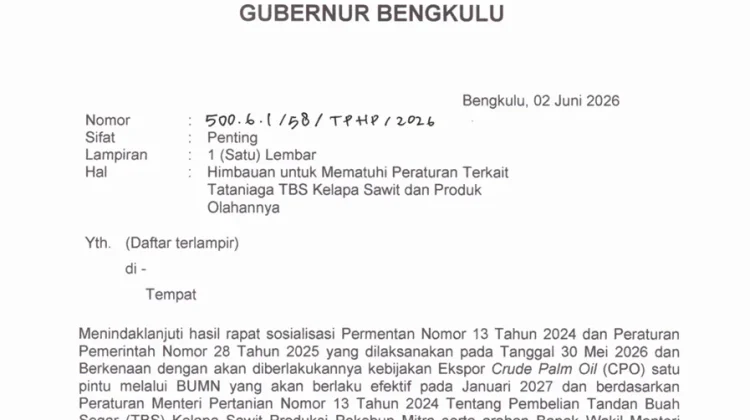 Pemprov Bengkulu Perketat Pengawasan Harga TBS Sawit