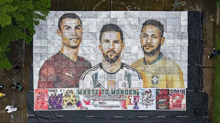 Karya Seni Raksasa Ronaldo, Messi, dan Neymar Curi Perhatian di India