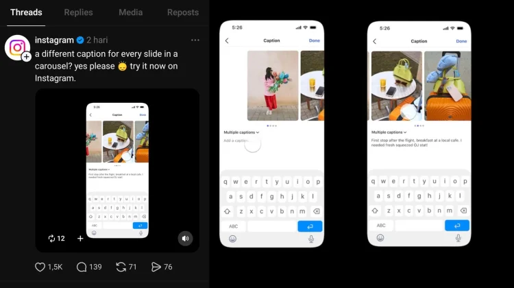 Fitur Baru Instagram: Kini Setiap Slide Carousel Bisa Punya Caption Sendiri