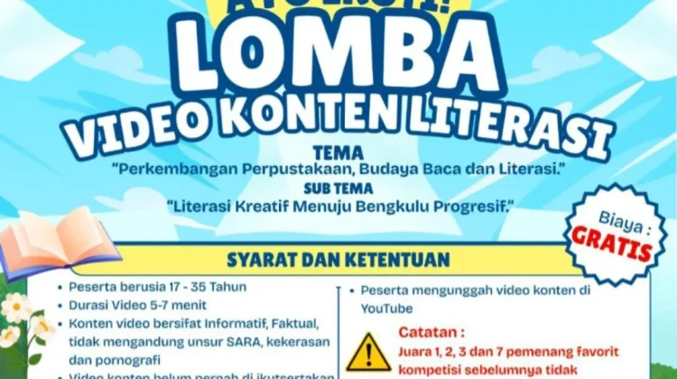 Lomba Video Konten Literasi Dibuka, Ajak Generasi Muda Tingkatkan Budaya Baca