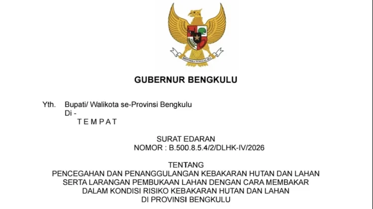 Pemprov Bengkulu Perketat Pencegahan Karhutla, Pembakaran Lahan Dilarang