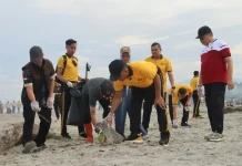 Bersih Pantai, Polda Bengkulu Gaungkan Gempar Gempita di 38 Titik