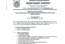 Pemprov Bengkulu Buka Seleksi Terbuka Direksi dan Komisaris PT Bengkulu Mandiri