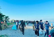 Kodim 0408/BSK Laksanakan Gerakan Radin Inten Asri Bersihkan Pantai