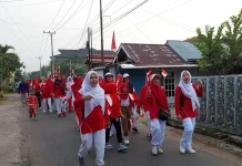 Semarak HUT ke-81 RI, Warga RT 19 Pematang Gubernur Gelar Jalan Santai