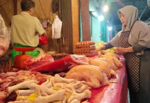 Harga Ayam Potong di Pasar Minggu Bengkulu Bertahan Rp48 Ribu per Kilogram