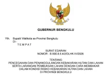 Pemprov Bengkulu Perketat Pencegahan Karhutla, Pembakaran Lahan Dilarang