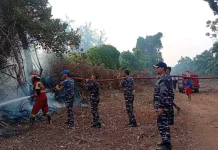 Gerak Cepat, Lanal Bengkulu Berhasil Padamkan Kebakaran Lahan Muara Dua