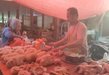 Harga Daging Ayam Potong di Bintuhan Tak Kunjung Turun