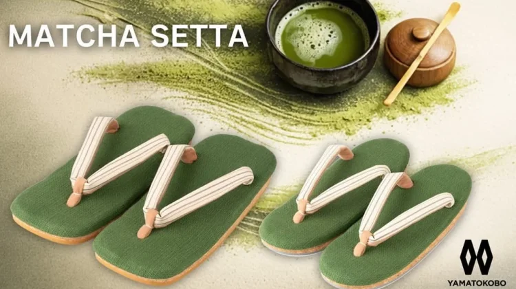 Sandal tradisional Jepang ini diwarnai menggunakan bubuk matcha asli