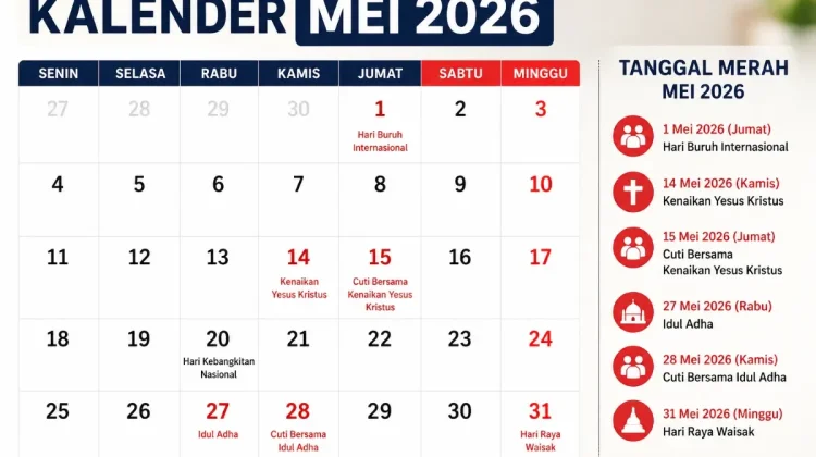 Daftar Long Weekend dan Tanggal Merah Mei 2026, Catat Jadwal Liburnya!