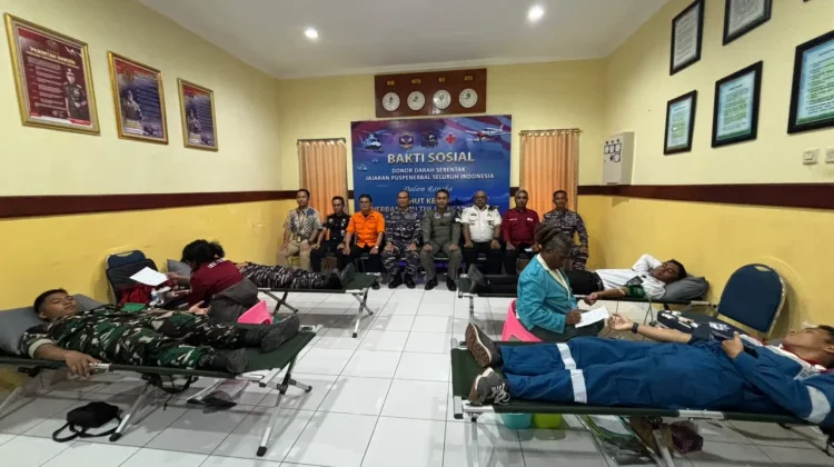 Lanudal Biak dan Wing Udara 3 Gelar Donor Darah Sambut Hut Puspenerbal Ke-70
