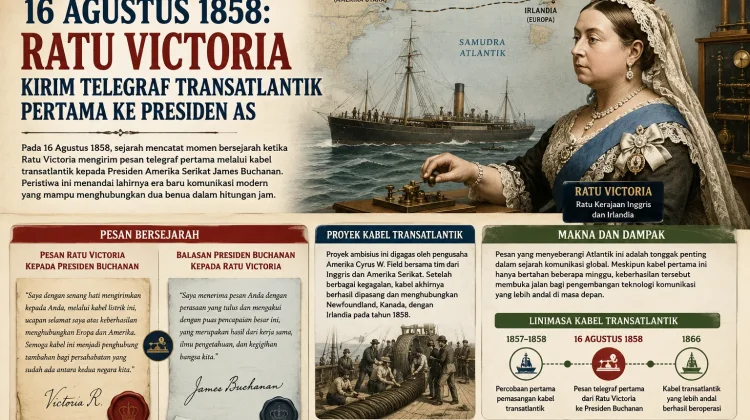 16 Agustus 1858: Ratu Victoria Kirim Pesan Telegraf Melintasi Samudra Atlantik