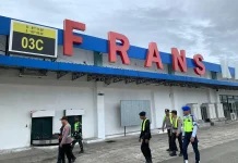 Operasi Ketupat Cartenz,Personel Pos Pelayanan Bandara Biak Laksanakan Patroli